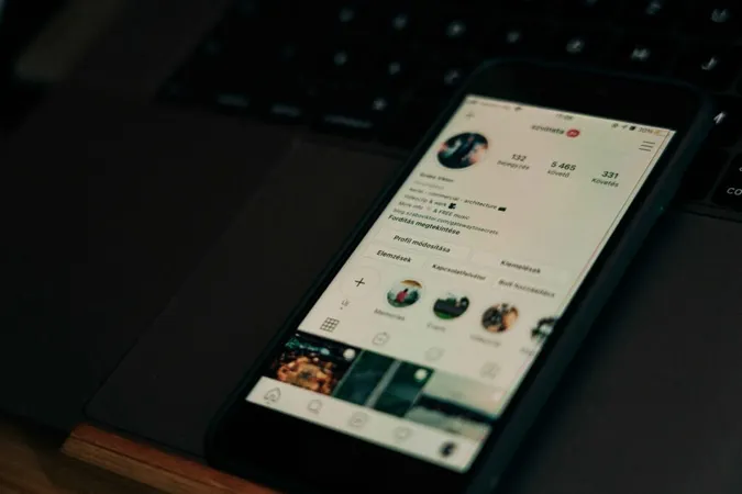he phone screen displaying an Instagram profile