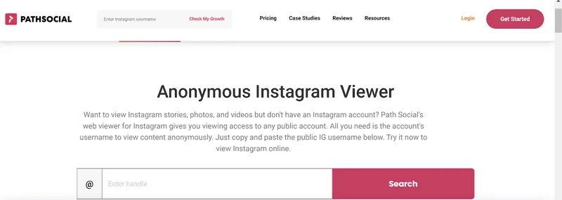 Screenshot of the main page of the PathSocial tool