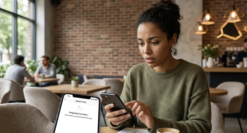 Una donna tiene in mano il telefono, in attesa che si carichi la schermata Una donna tiene in mano il telefono, in attesa che si carichi la schermata