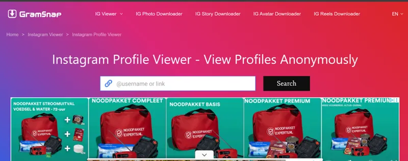 GramSnap main page
