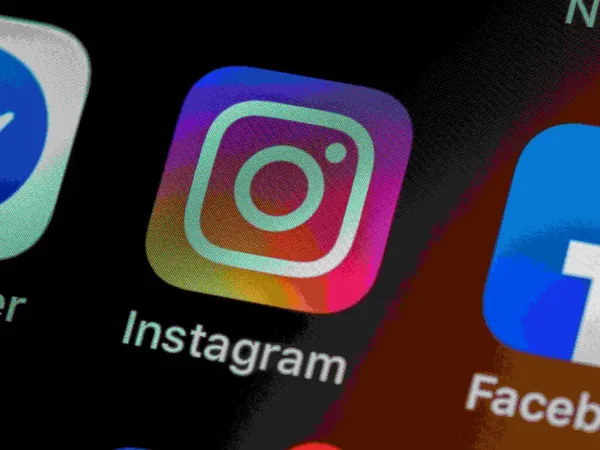 Instagram app on the screen Instagram app on the screen