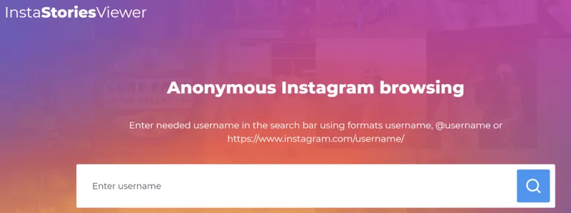 InstaStoriesViewer main page InstaStoriesViewer main page